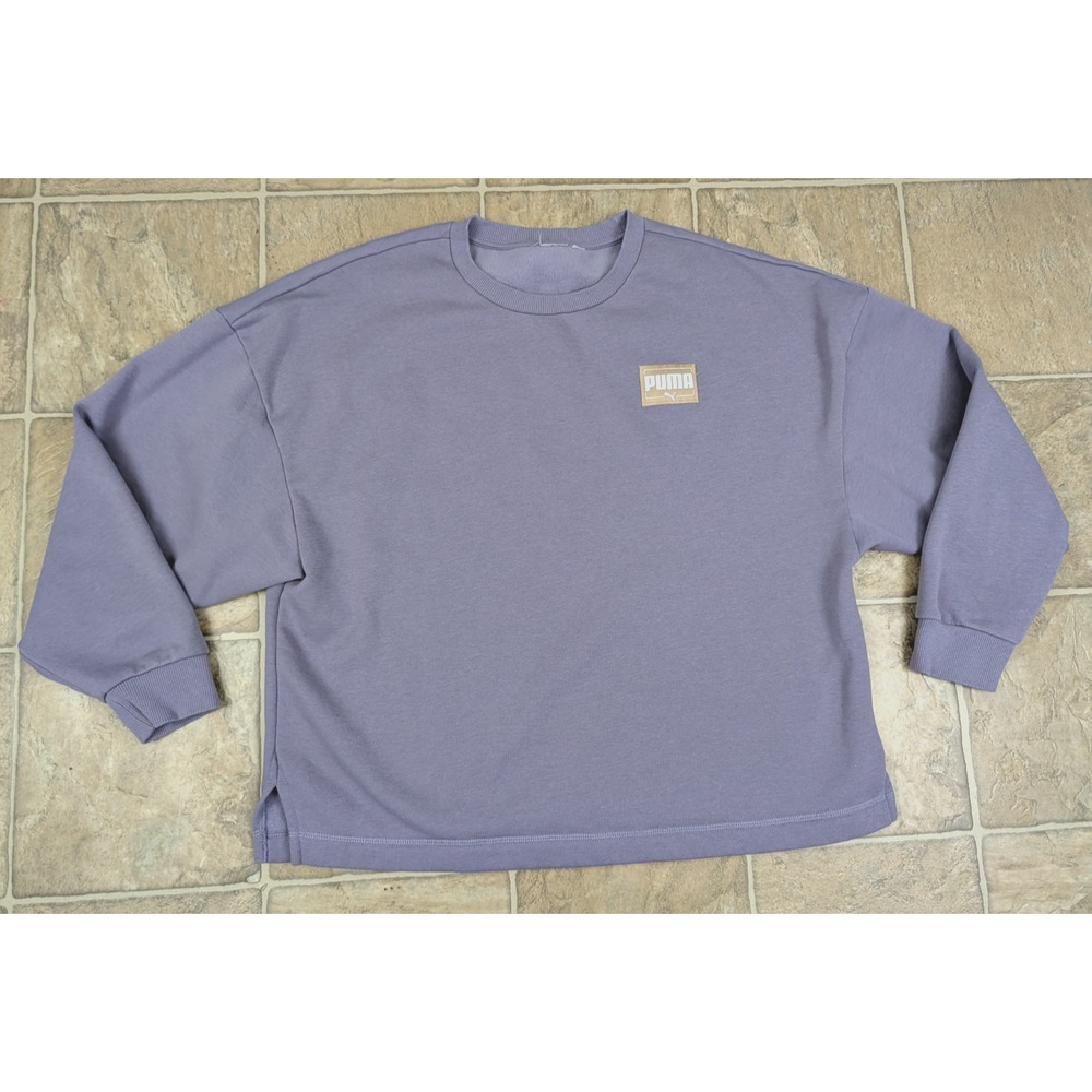Puma sz XL Lavender Purple Relaxed Oversized Sweatshirt fleece boxy women 0155